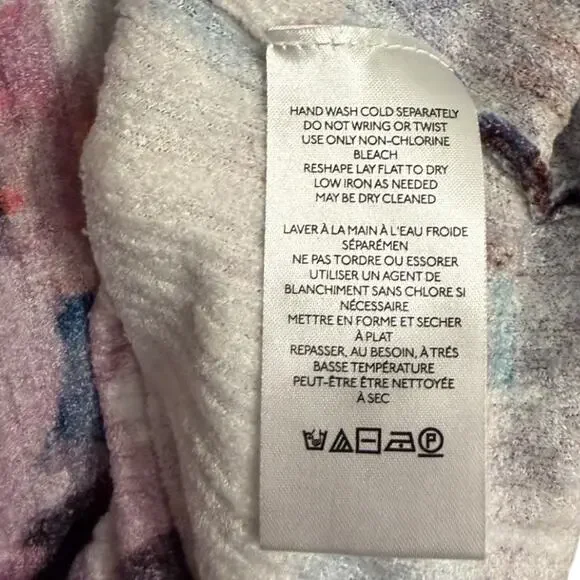 Anthropologie Pilcro Purple Floral Ribbed Velvet Shirt Women's M Mock Neck NEW - Picture 6 of 7